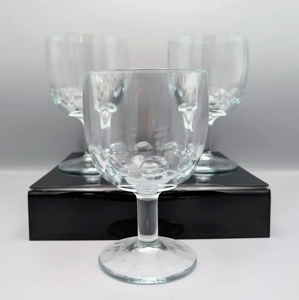 Vintage Bartlett Collins Btc8 Clear Thumbprint Water Goblets 6.25